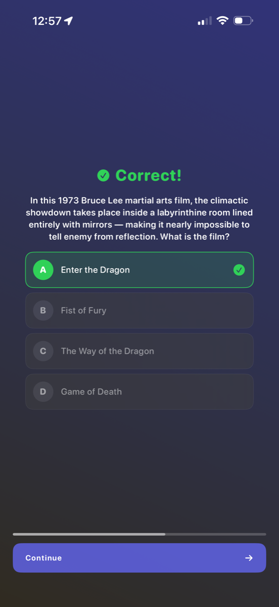 An answer reveal in Octalect